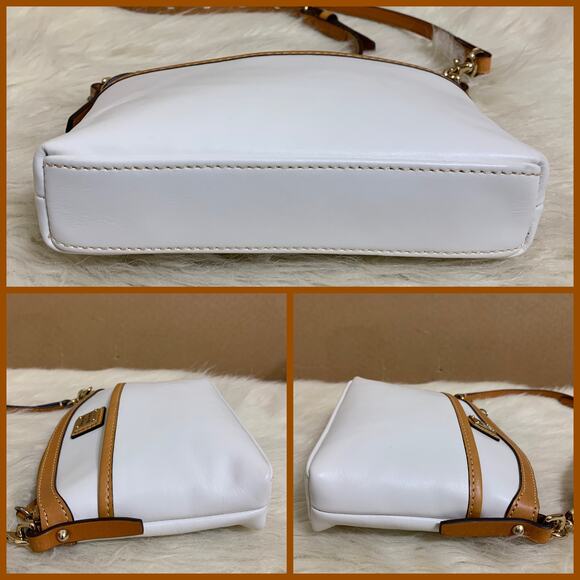 DOONEY & BOURKE Smooth White Italian Leather Petite Domed Crossbody - Picture 4 of 16